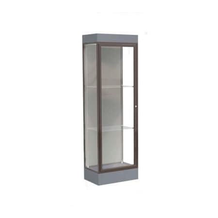 Waddell Display Case Of Ghent Edge Lighted Floor Case, Harbor Back, Dark Bronze Frame, 6" Carbon Mesh Base, 24"W x 76"H x 20"D 91LFHB-BZ-CM
